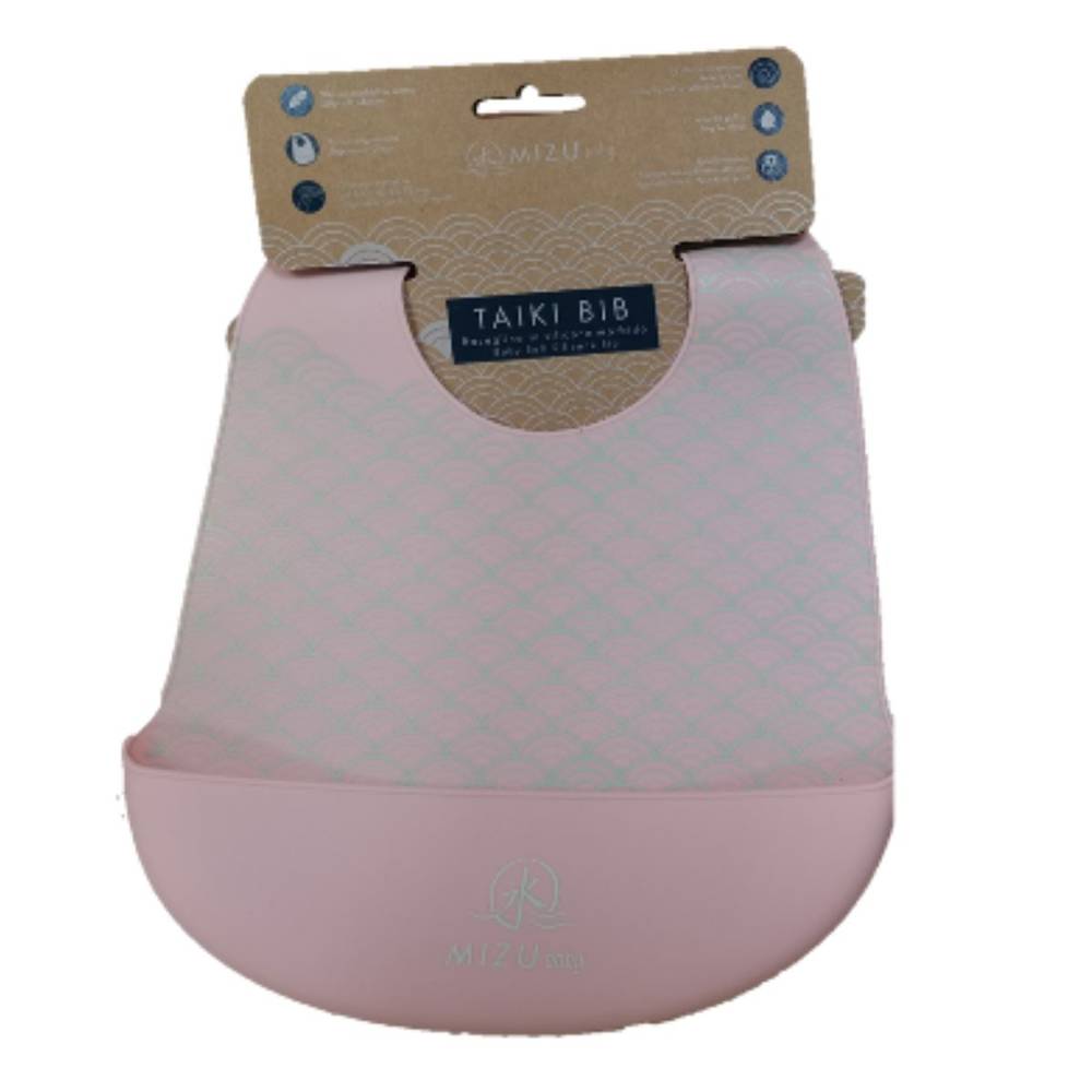 Mizu Baby Taiki Bavaglino Silicone Rosa con tasca
