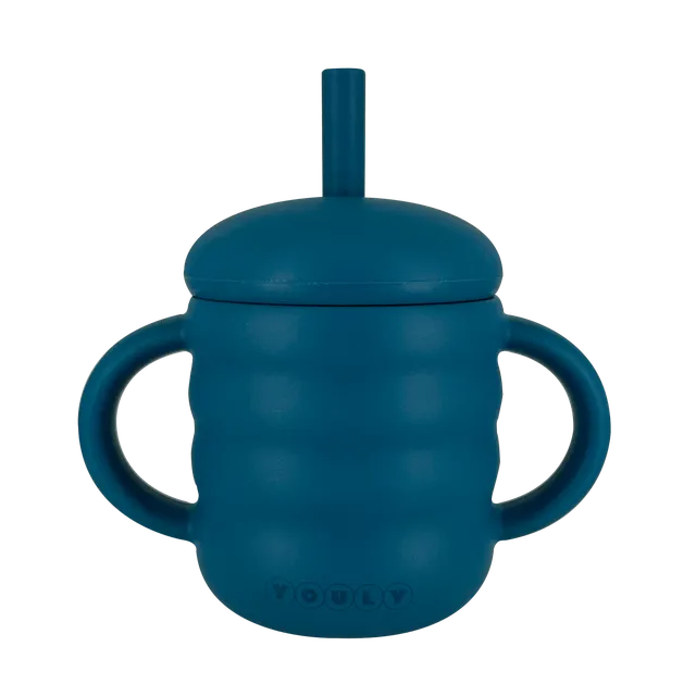 Youly Bubble Tazza con Cannuccia Blu Marino in Silicone