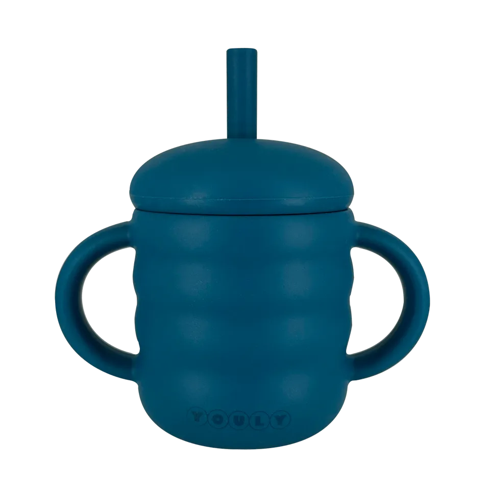 Youly Bubble Tazza con Cannuccia Blu Marino in Silicone