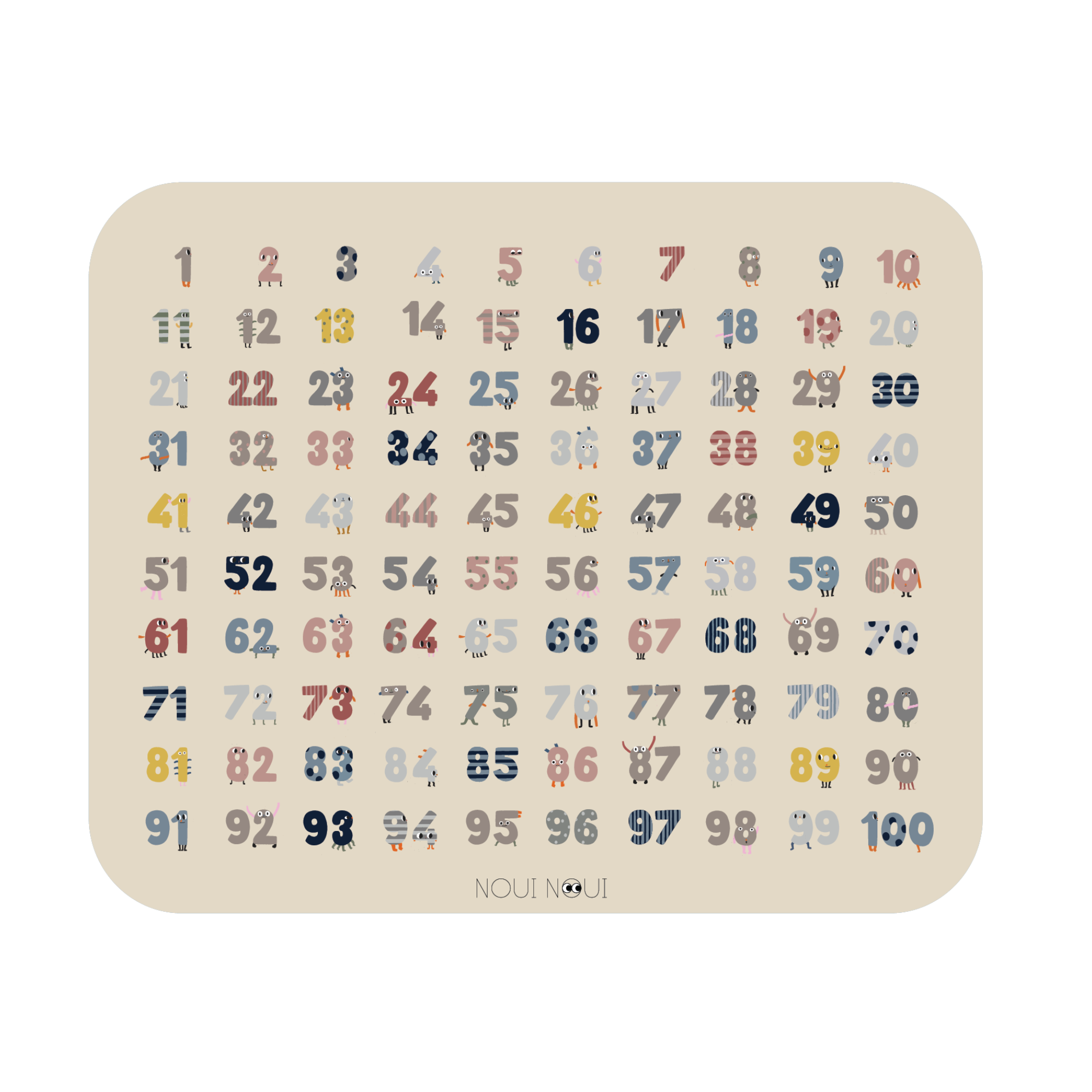 Noui Noui XL Placemats tovaglietta Contare fino a 100 55x45