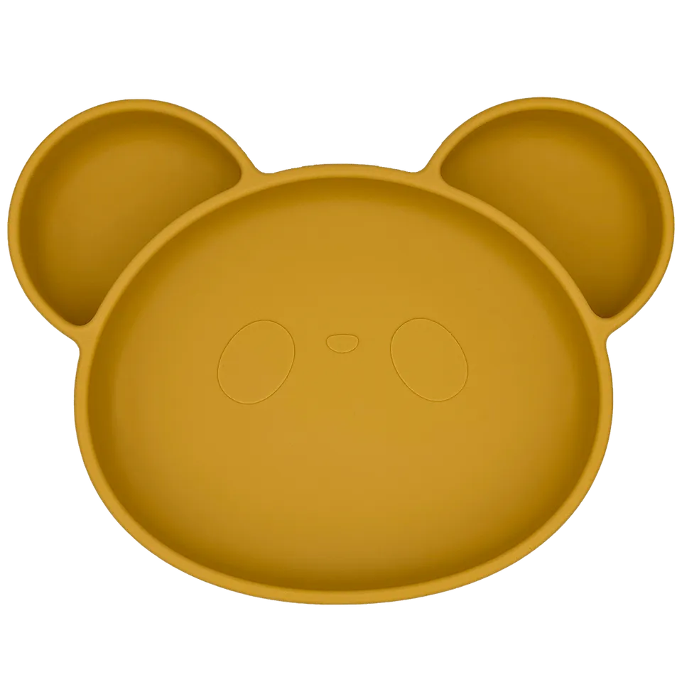 Youly Beer piatto orso giallo ocra ventosa silicone