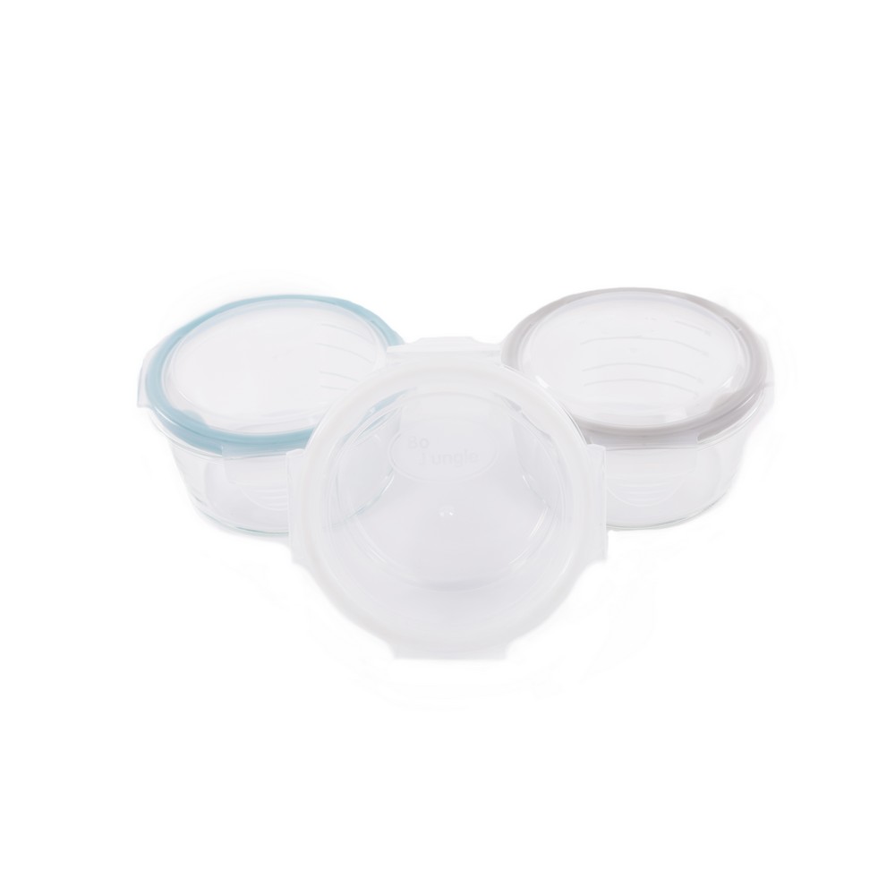 BoJungle B-Bowls ciotole vetro 3 pz 360 ml bianco-grigio-blu