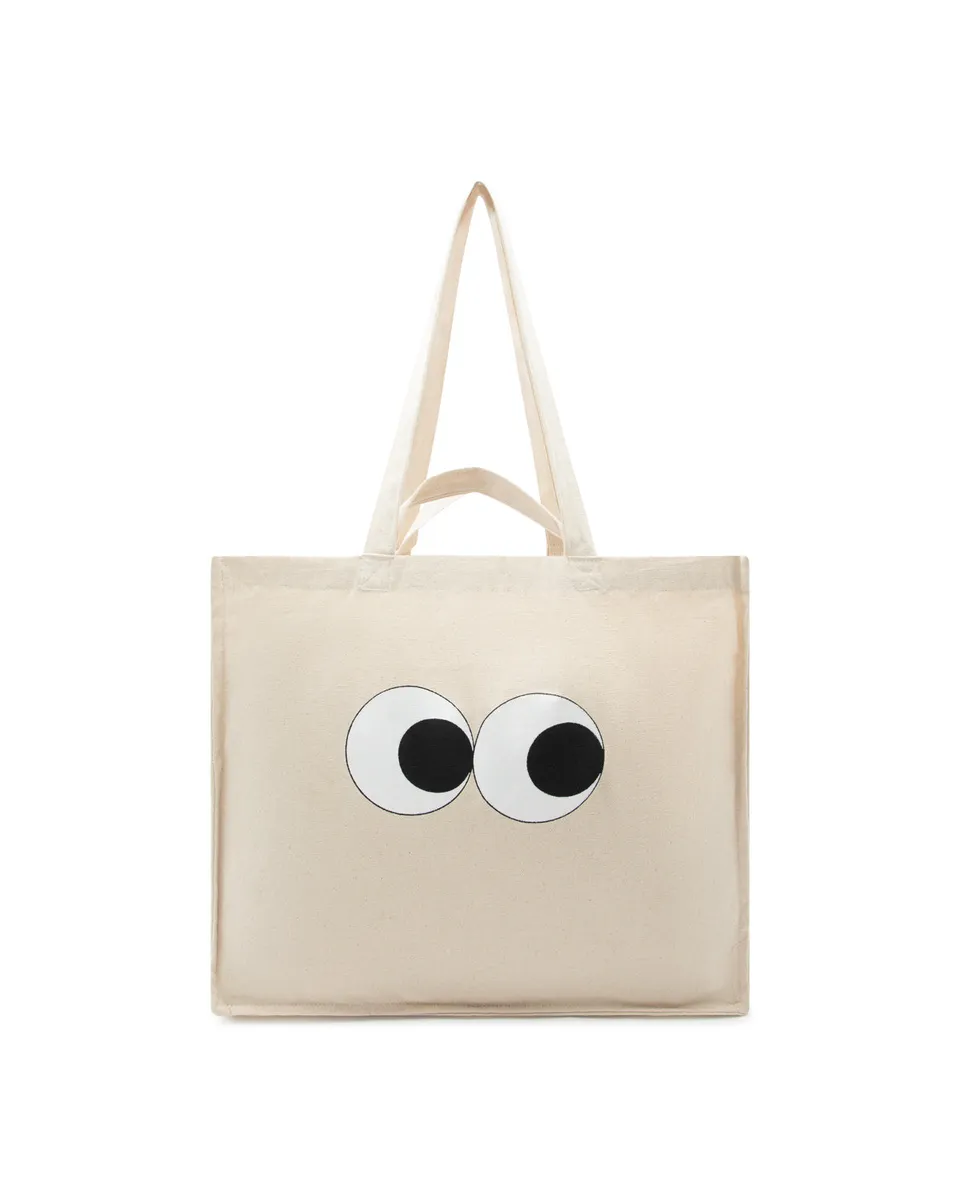Noui Noui Shopper Eyes Borsa Cotone con Tasca Borraccia