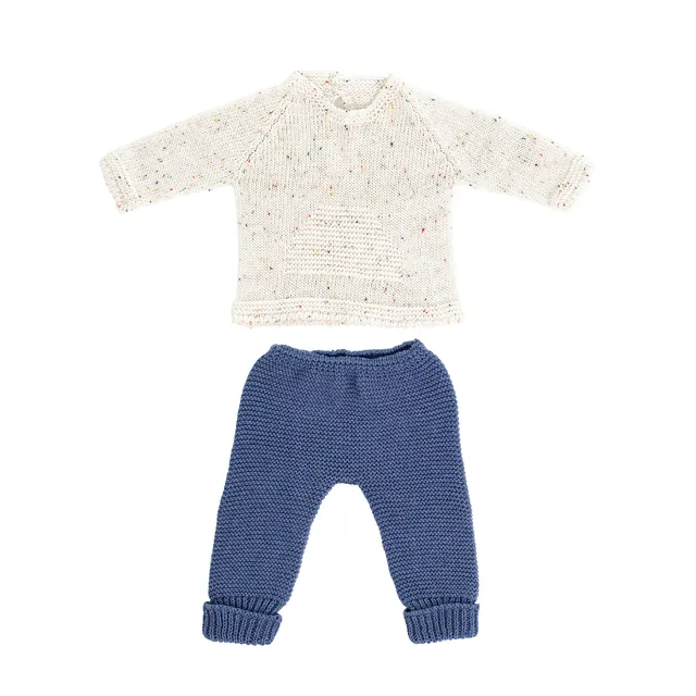 Miniland set beige blu vestito bambola 40 cm maglia