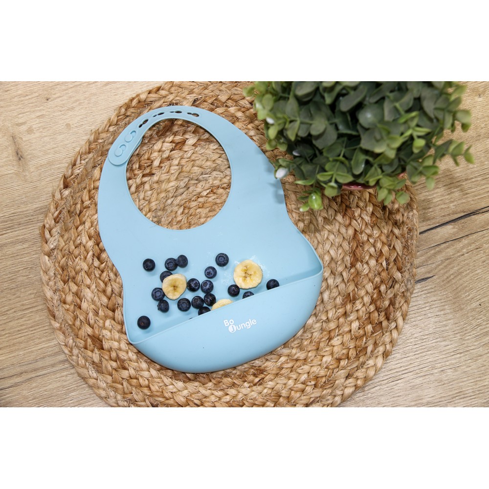 BoJungle Food & Drink Bavaglino Silicone Blu con Tasca