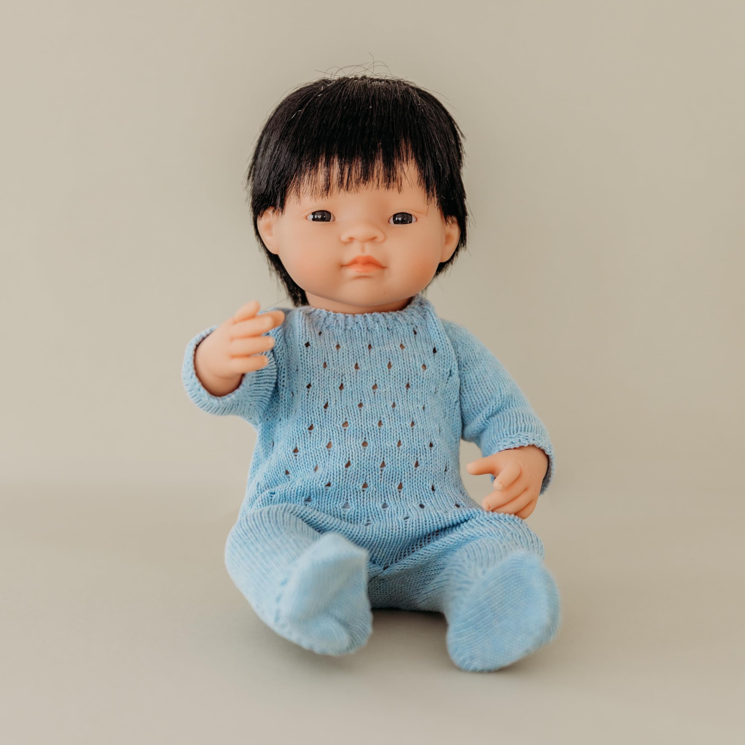 Miniland Bambole pigiama blu maglia bambola 38cm tessuto riciclato