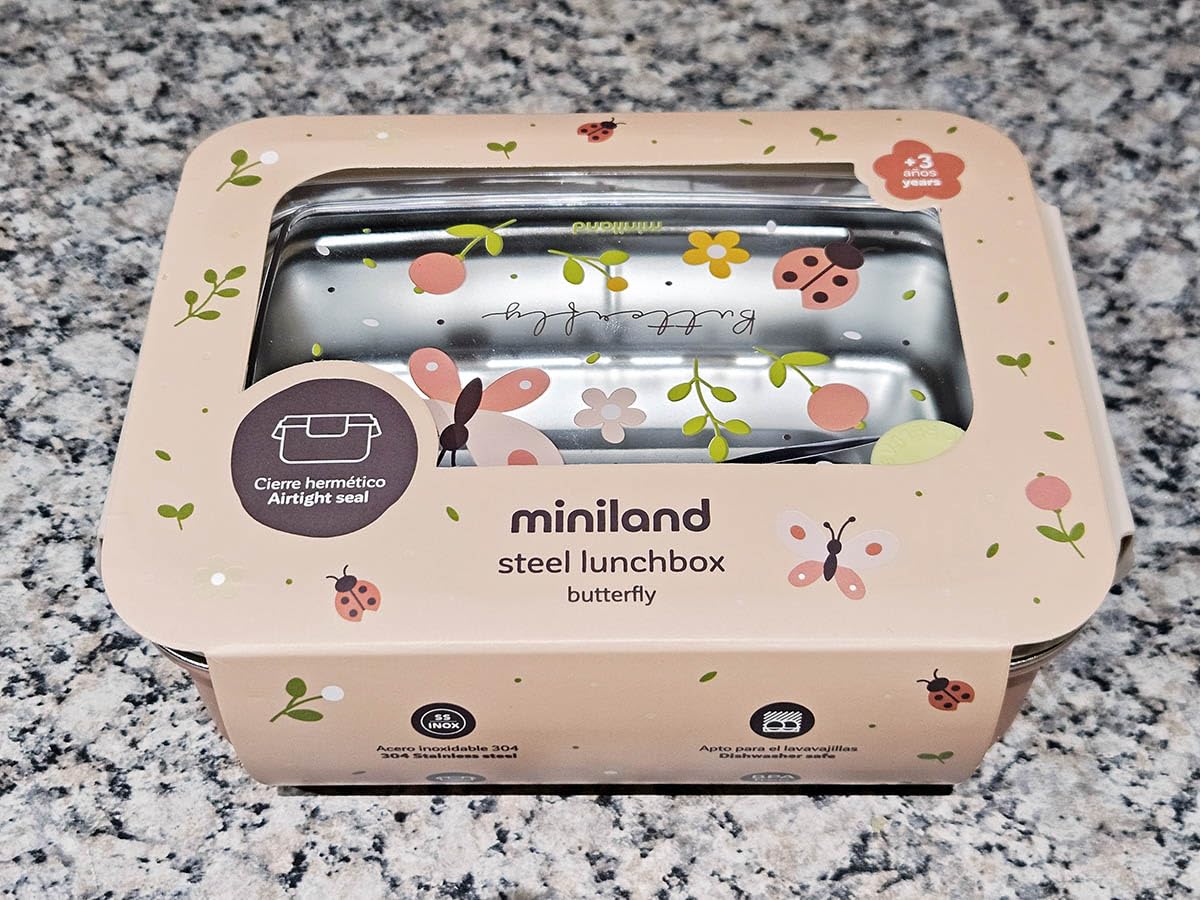 Miniland Steel Lunchbox Acciaio Butterfly 800 ml