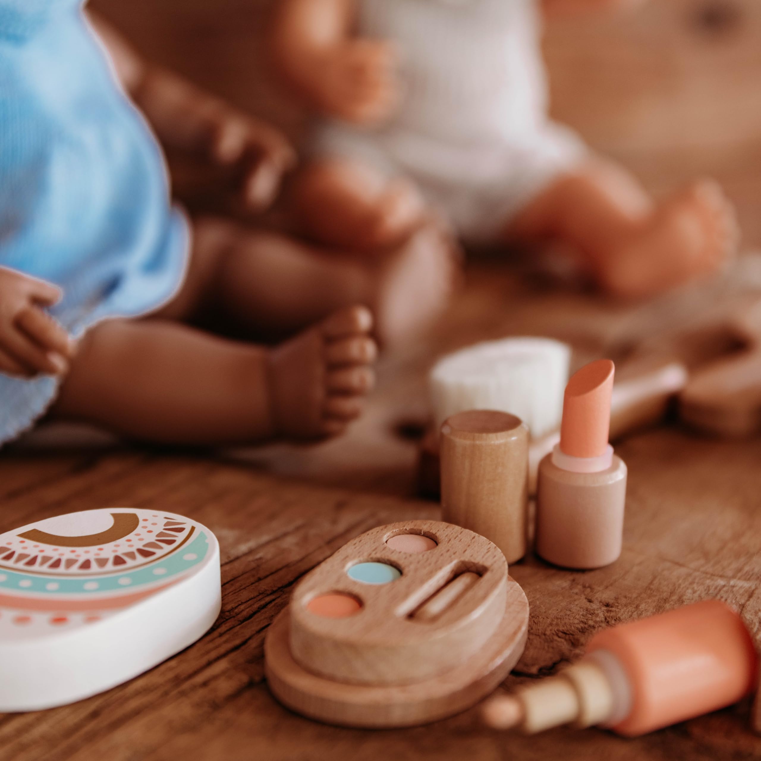 Miniland Set Bellezza Legno per bambole valigetta accessori