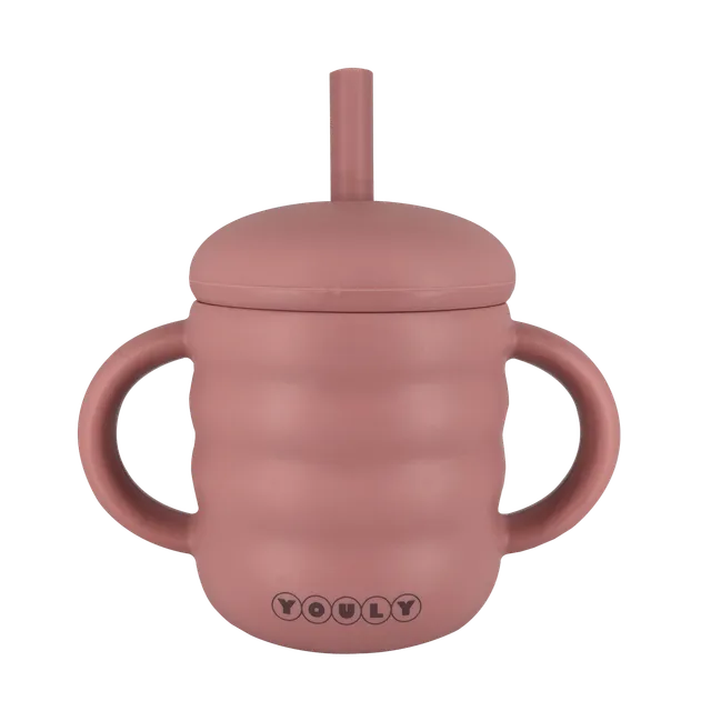 Youly Bubble Tazza con Cannuccia Rosa Vintage in Silicone