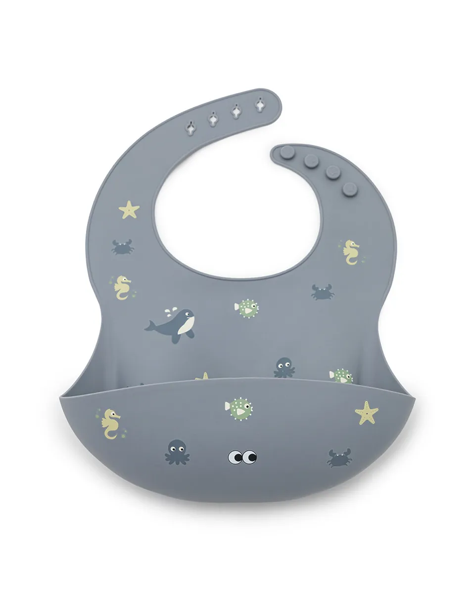 Noui Noui Bibs bavaglino silicone Wild Ocean con tasca