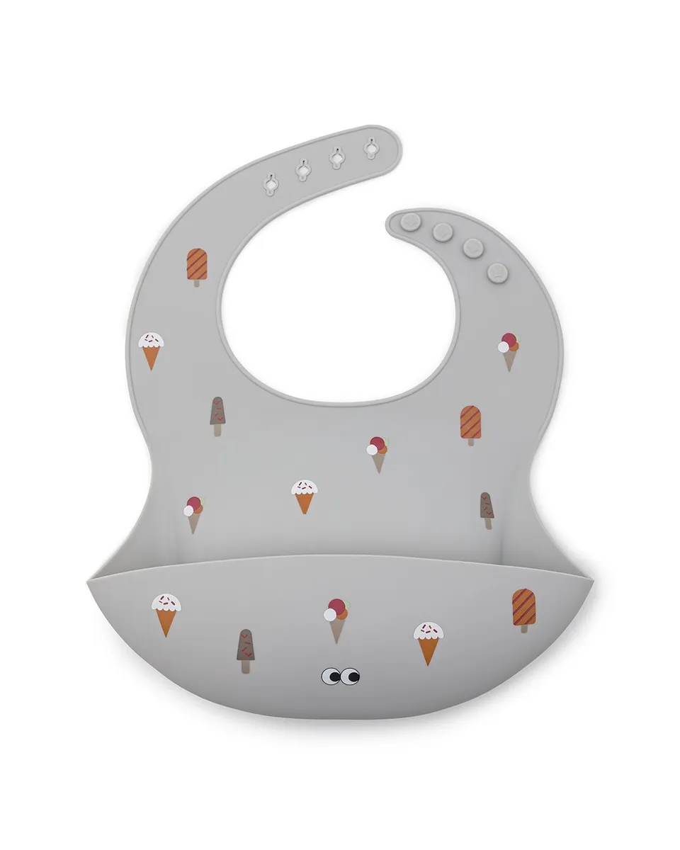 Noui Noui Bavaglino silicone ice cream grey tasca grande