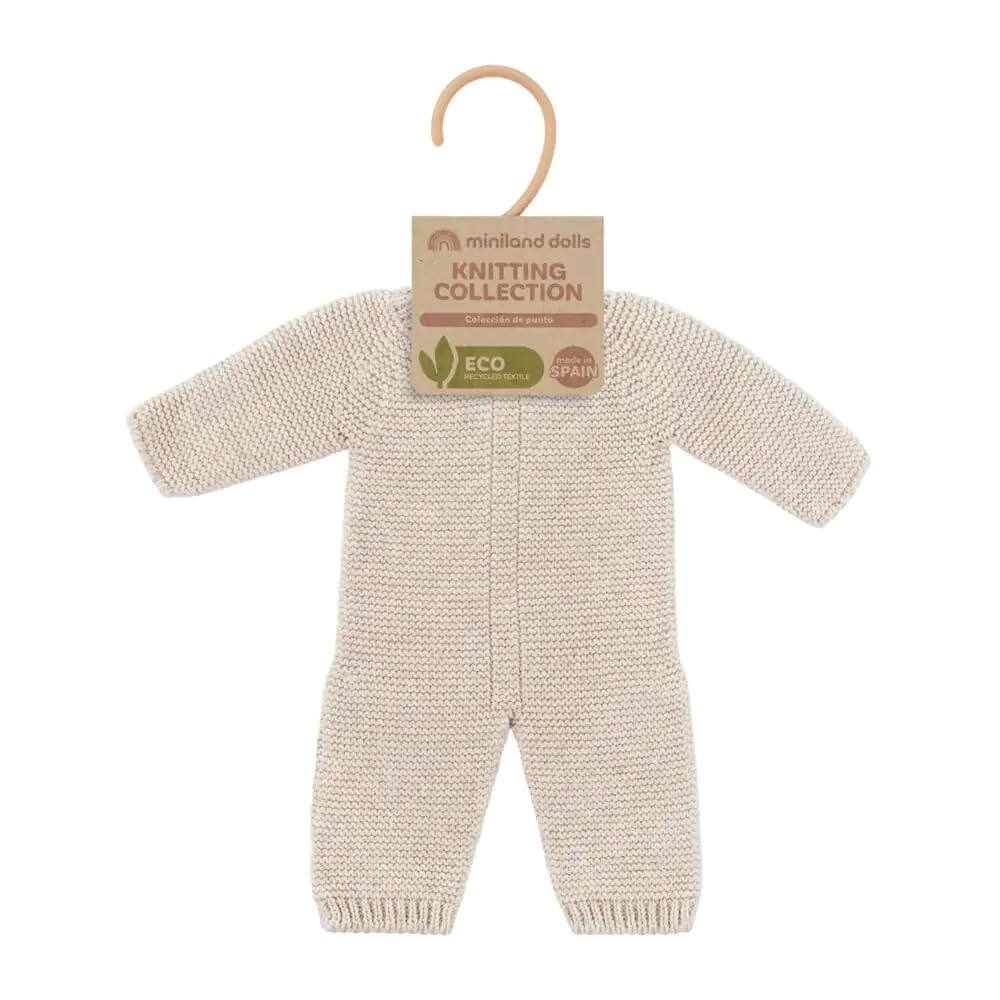 Miniland Bambole pigiama beige maglia bambola 38cm tessuto riciclato
