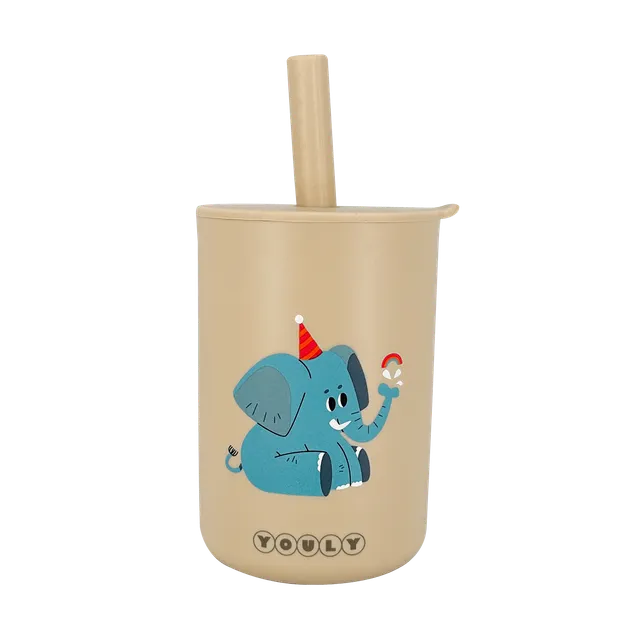 Youly Tazza cannuccia bimbi elefante crema silicone