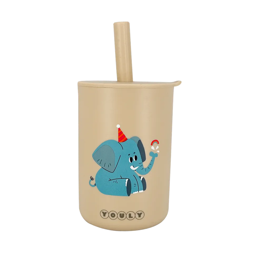 Youly Tazza cannuccia bimbi elefante crema silicone
