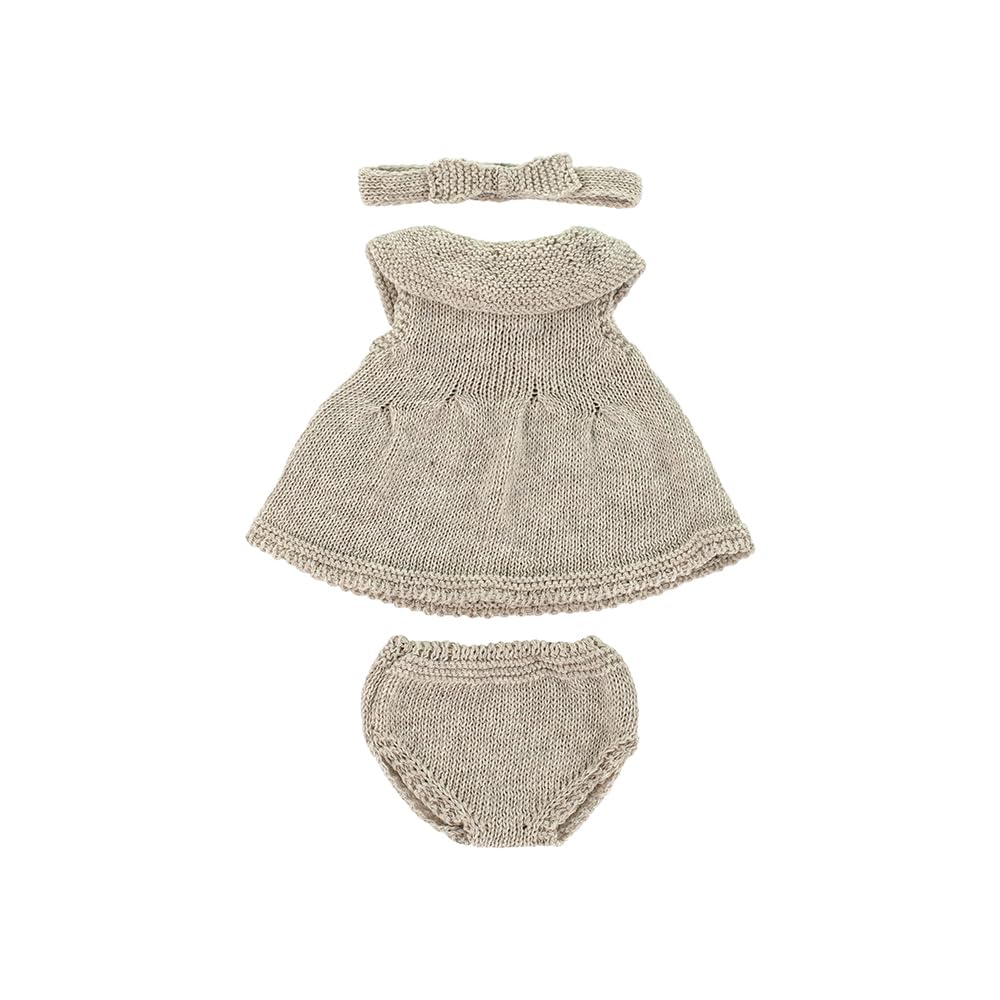 Miniland Bambole pigiama beige maglia bambola 38cm tessuto riciclato