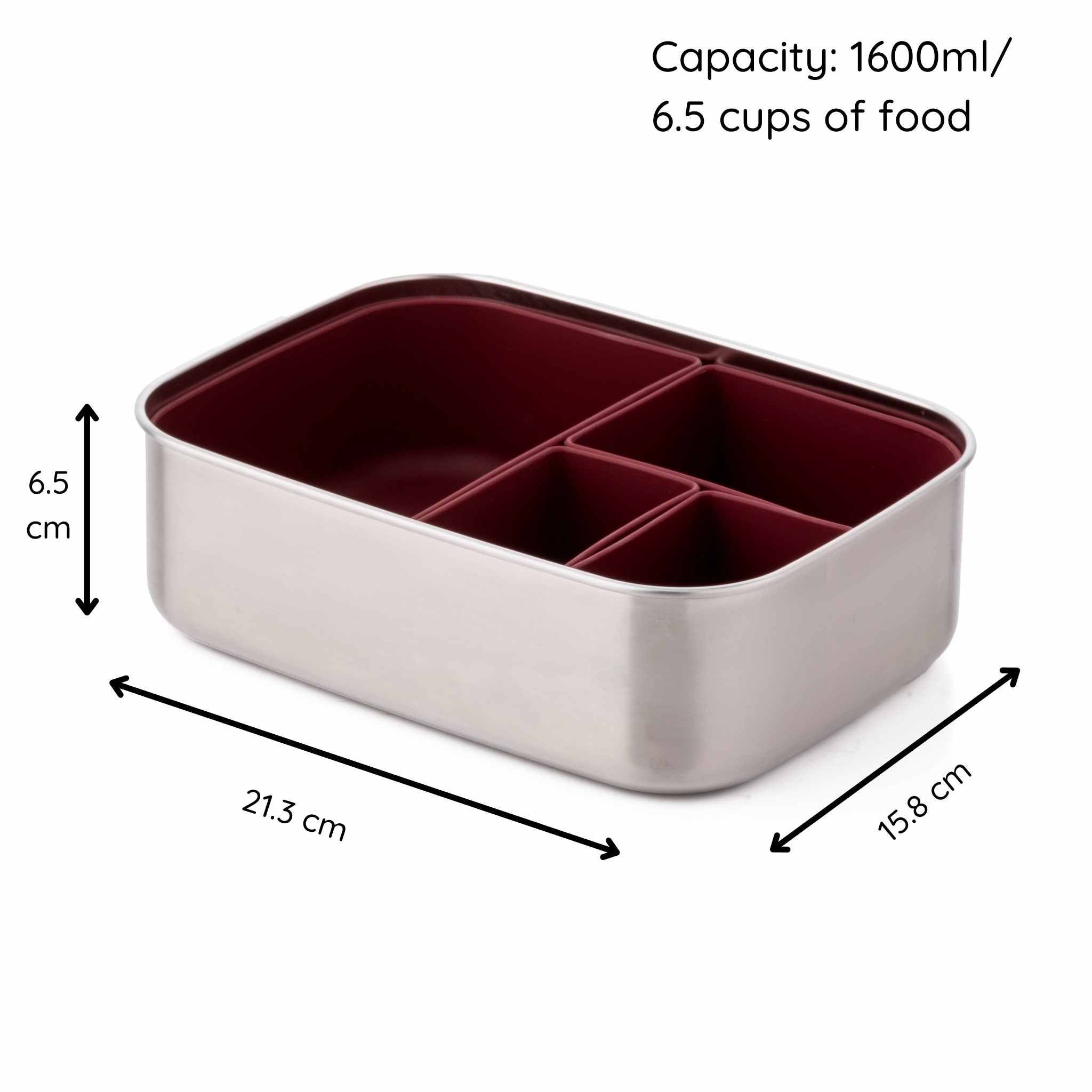 Eco Rascals Lunchboxes Portapranzo Acciaio Bordeaux 1600 ml