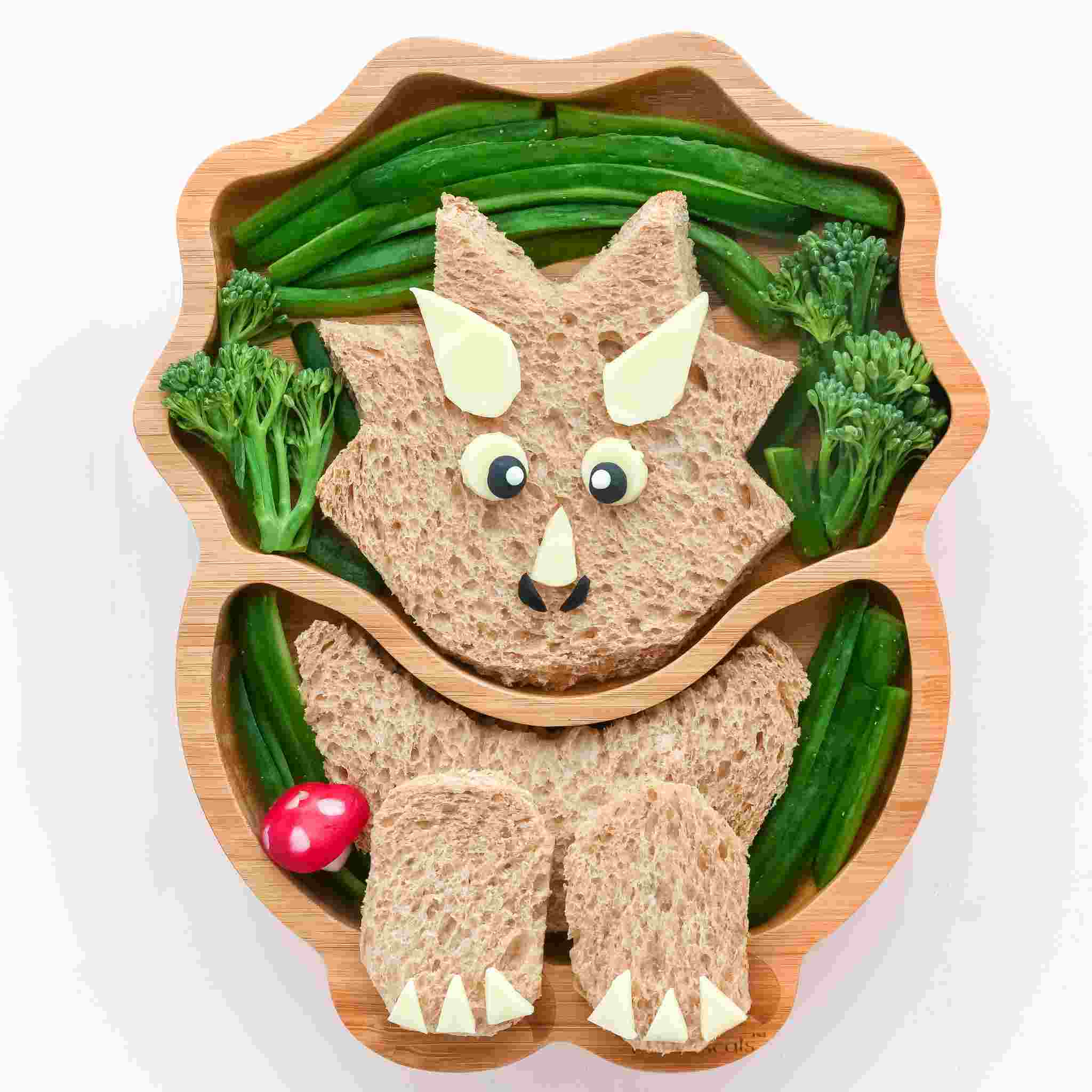 Eco Rascals Bamboo Plates Dinosaur piatto ventosa verde 2 scomparti