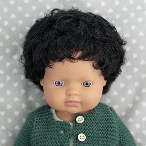 Miniland Bambola Europeo 38 cm vinile capelli ricci bambino