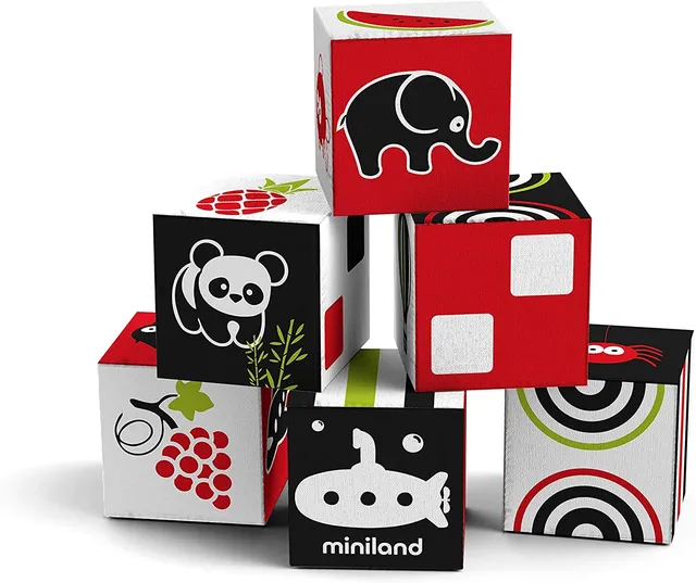Miniland Primi Sensi Set 6 Cubi Morbidi Sonaglio 7 cm