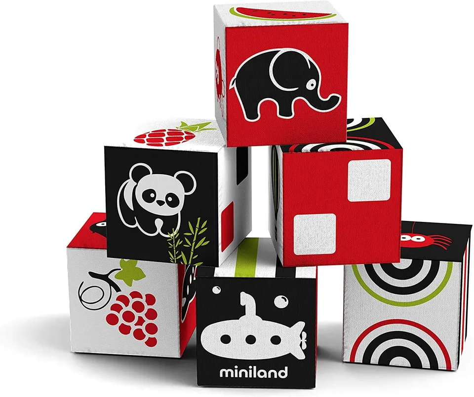 Miniland Primi Sensi Set 6 Cubi Morbidi Sonaglio 7 cm