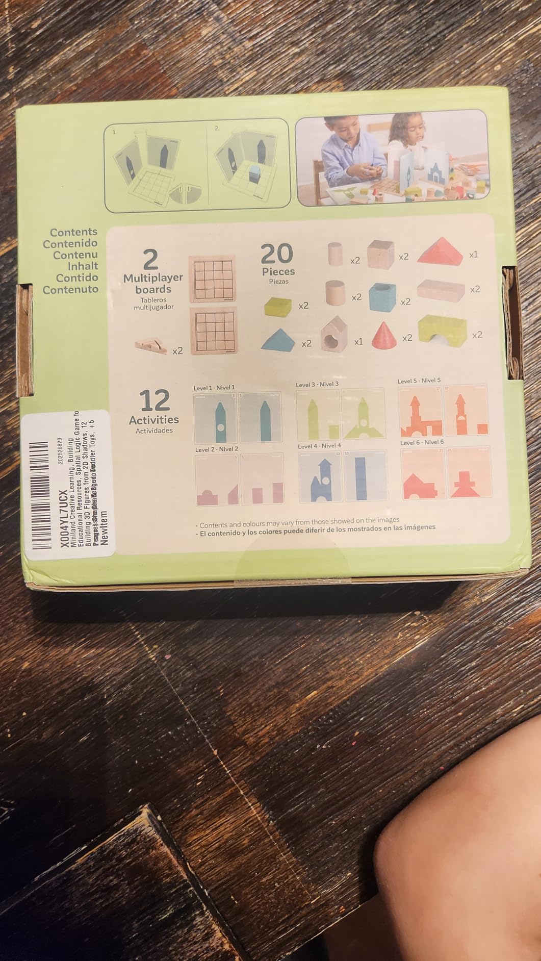 Miniland Shapes Shadows gioco logica legno 12 sfide 5 anni