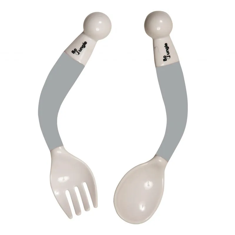 BoJungle B- Bendable Spoon and Fork set posate grigie pieghevoli