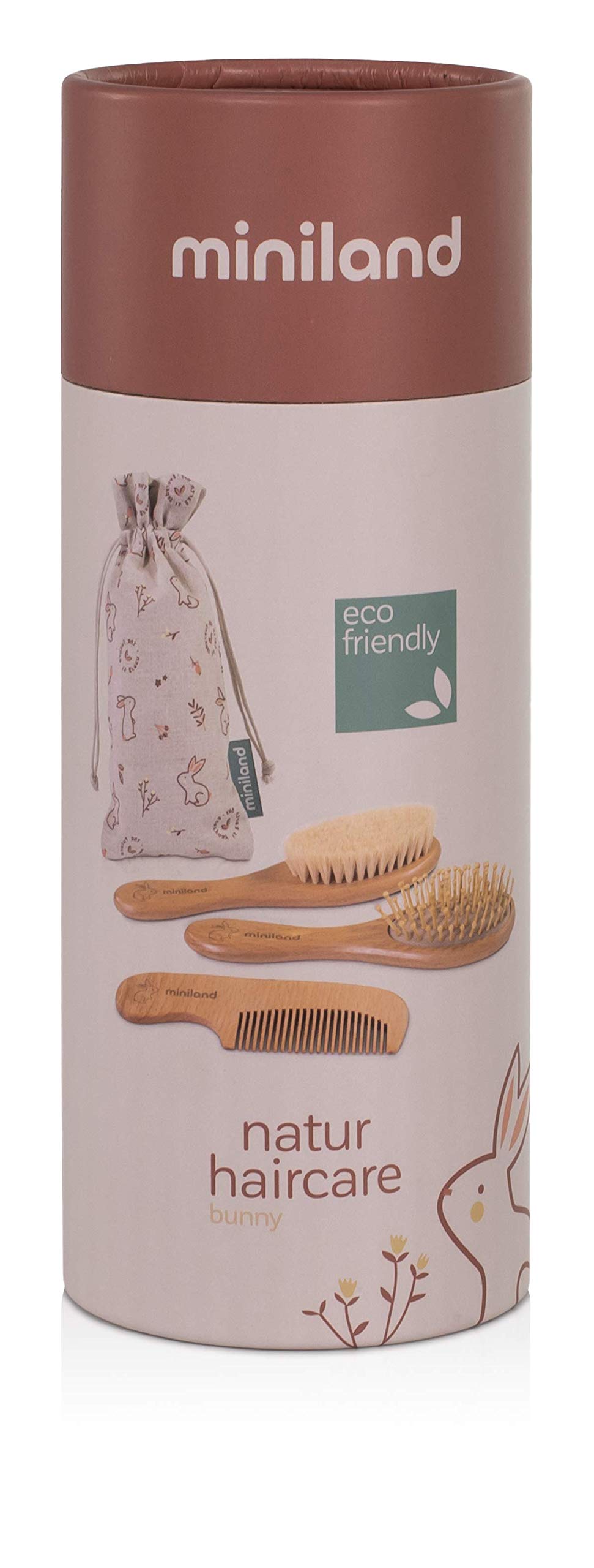 Miniland Bagno Bunny Set Spazzola Capelli Legno