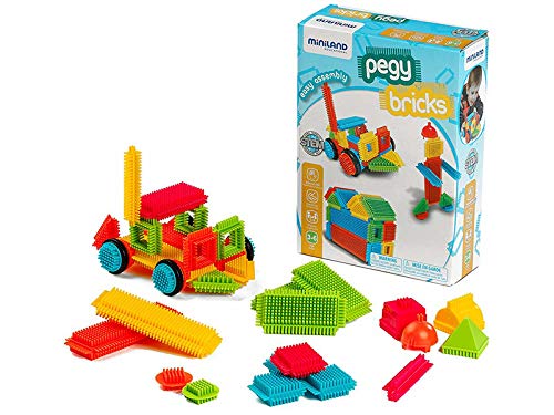 Miniland Pegy Mattoncini 36 Pezzi Valigetta 12 Carte Modello