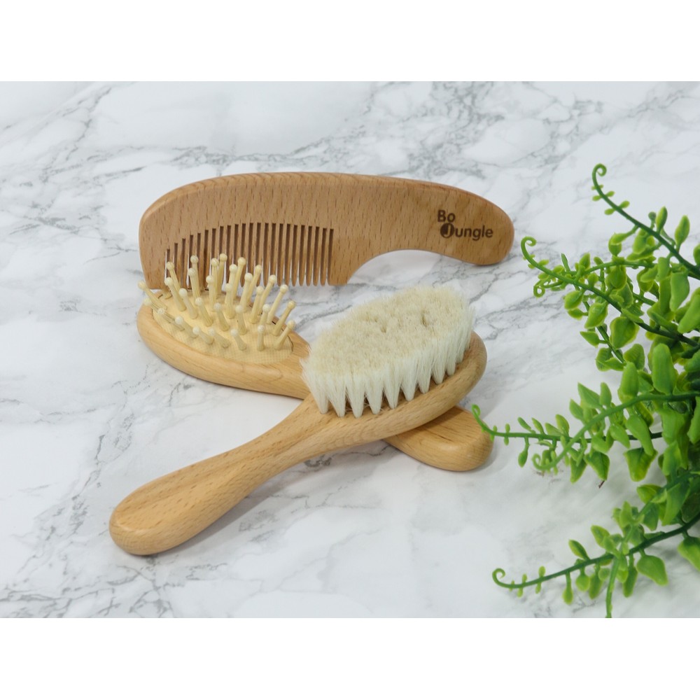 BoJungle Grooming Spazzole Neonato Legno 3 Pezzi Setole Morbide