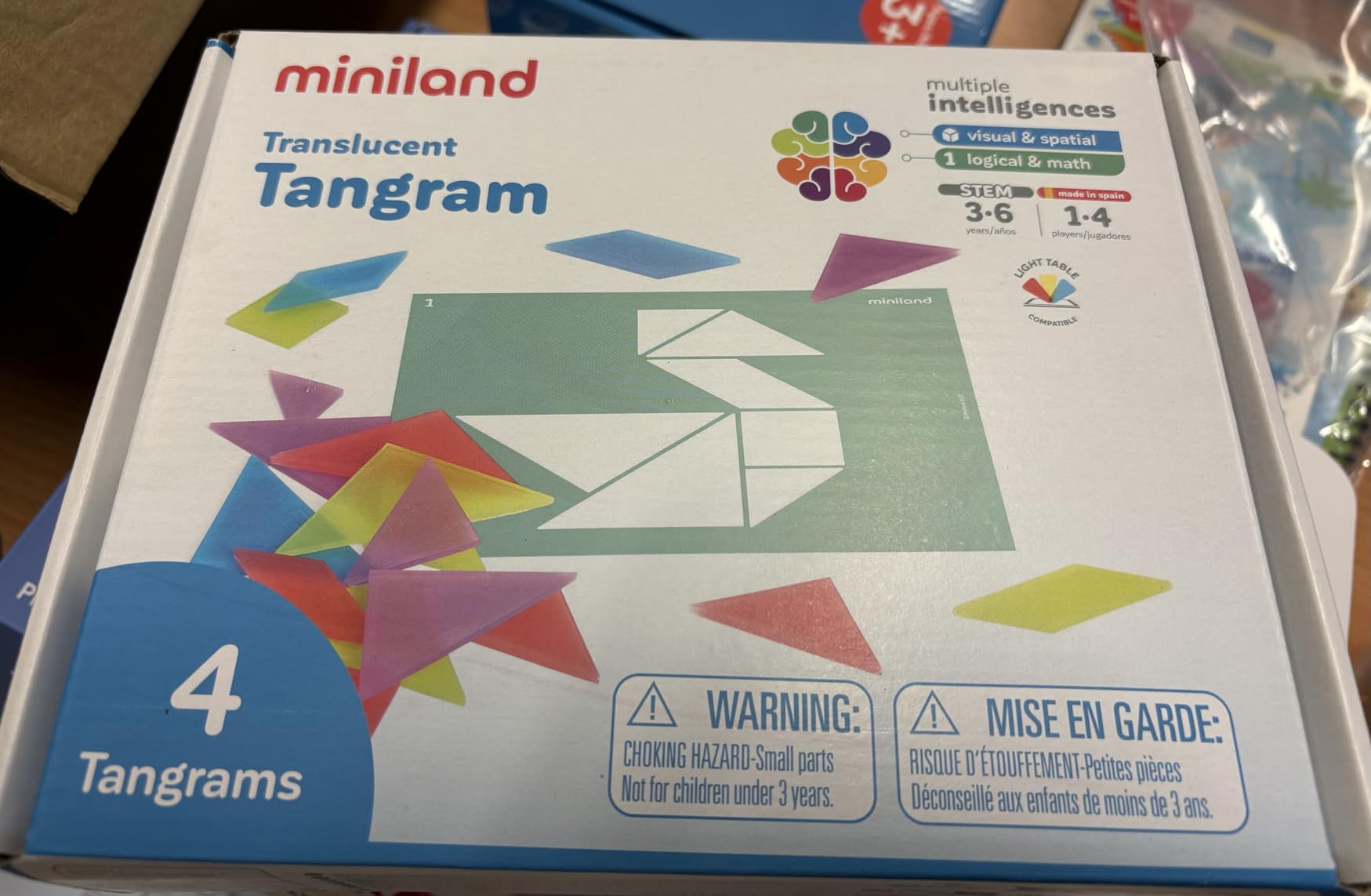 Miniland Tangram traslucido 28 pezzi multicolore