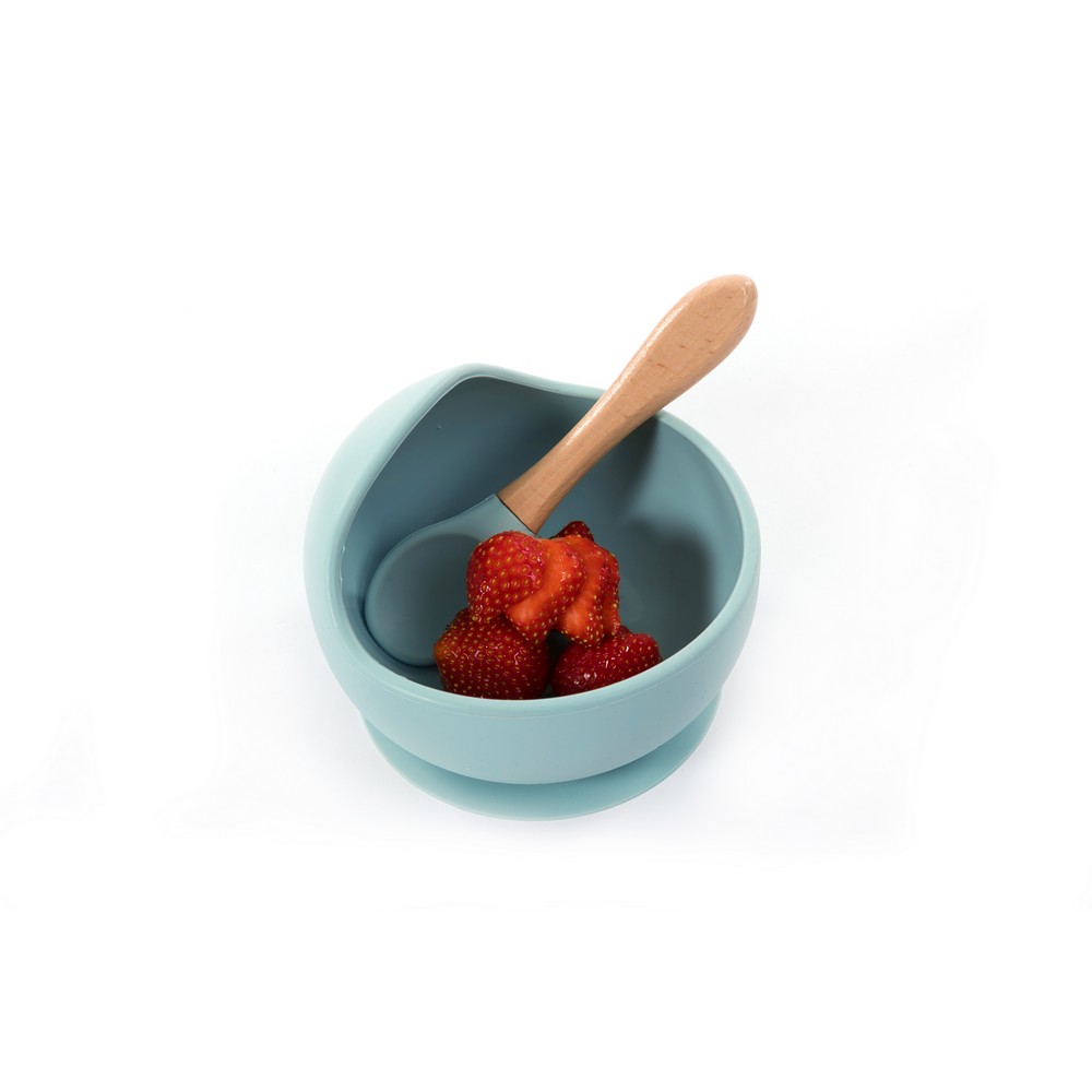 BoJungle Food & Drink ciotola ventosa silicone blu + cucchiaio