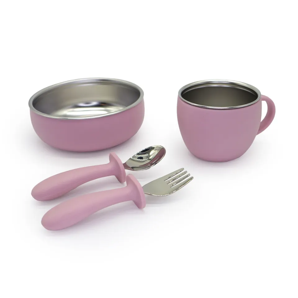 Mizu Baby Taiki Steel Food Set Malva Acciaio Silicone
