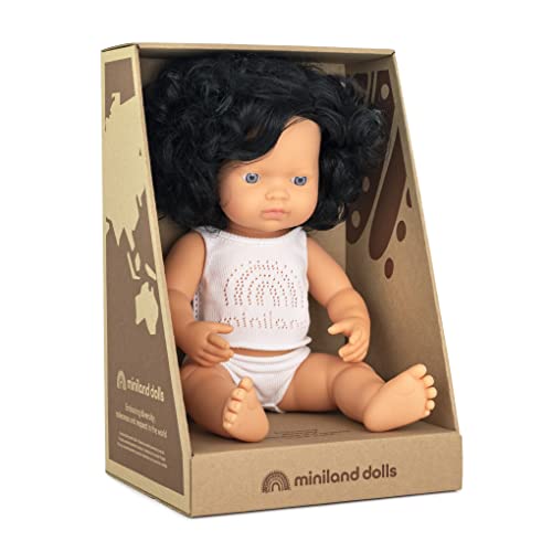 Miniland Bambole Bambola 31262 38 cm Capelli Ricci Neri