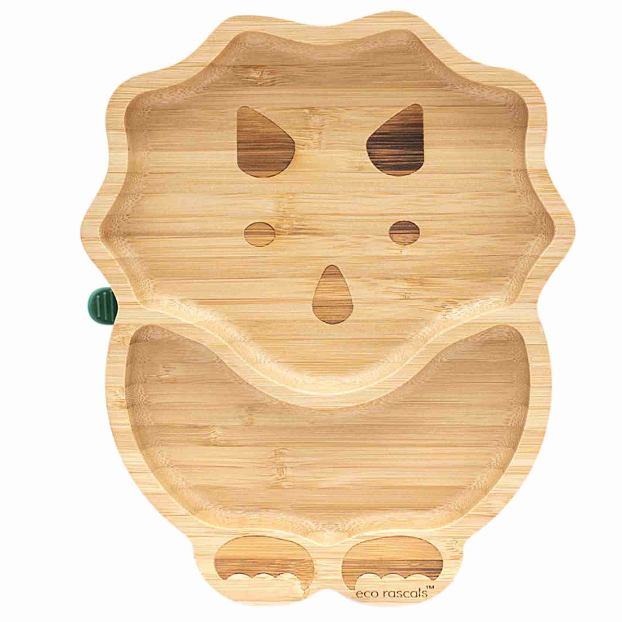 Eco Rascals Bamboo Plates Dinosaur piatto ventosa verde 2 scomparti