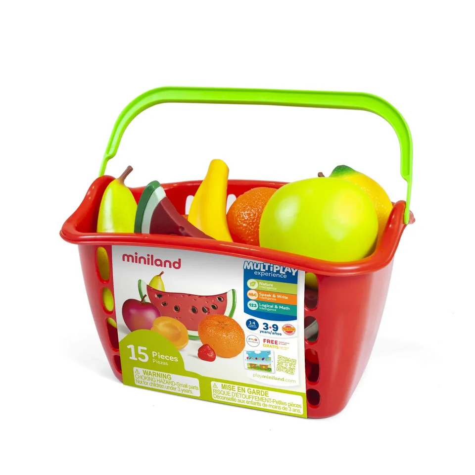 Miniland 30765 cesto frutta giocattolo 15 pezzi