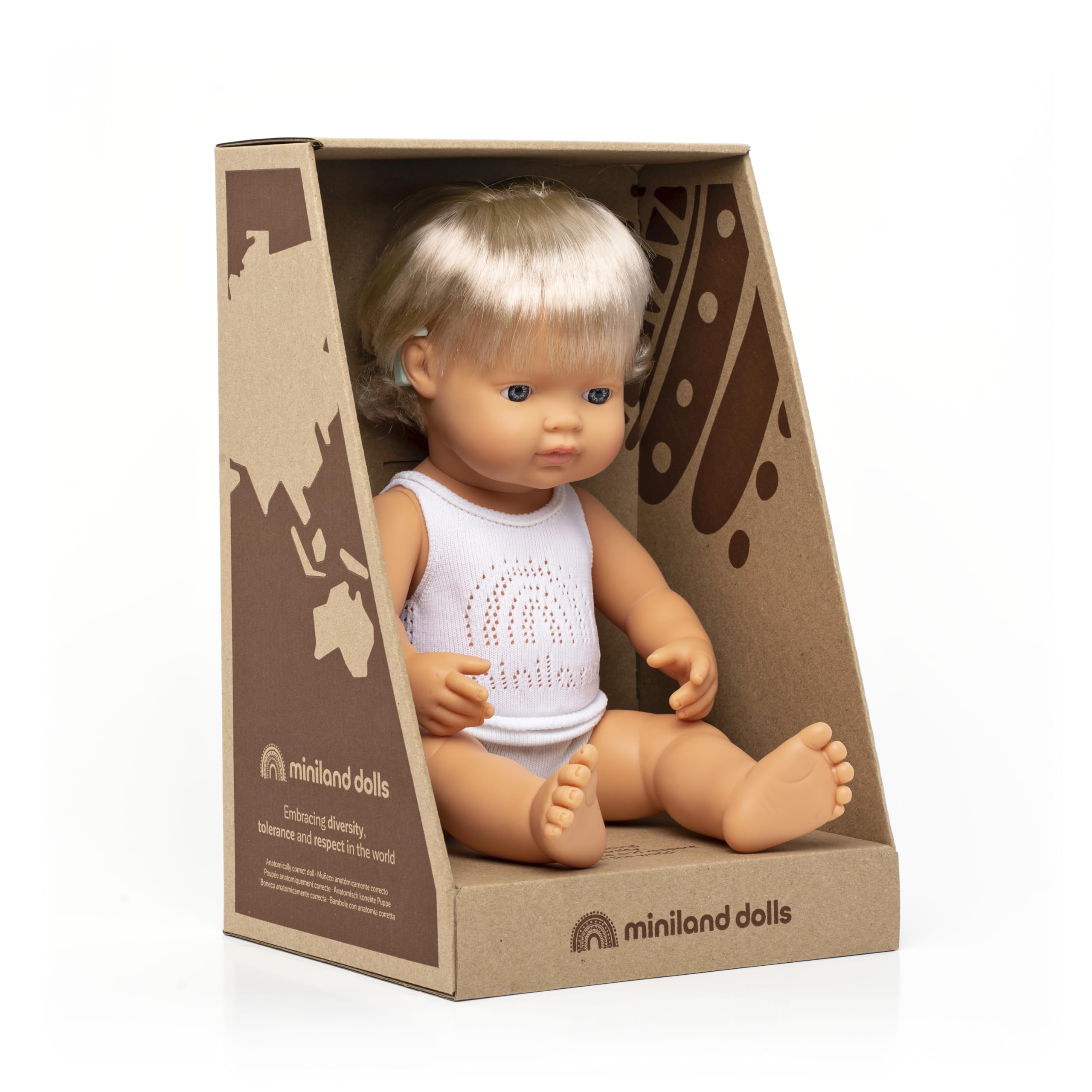 Miniland Bambola Europea Apparecchio Acustico 38 cm