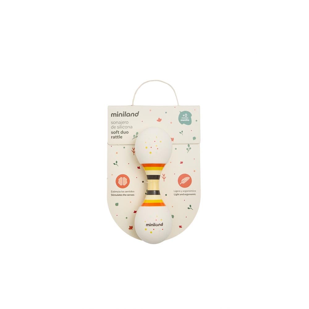 Miniland Soft Duo Rattle sonaglio neonato silicone 0 mesi doppio