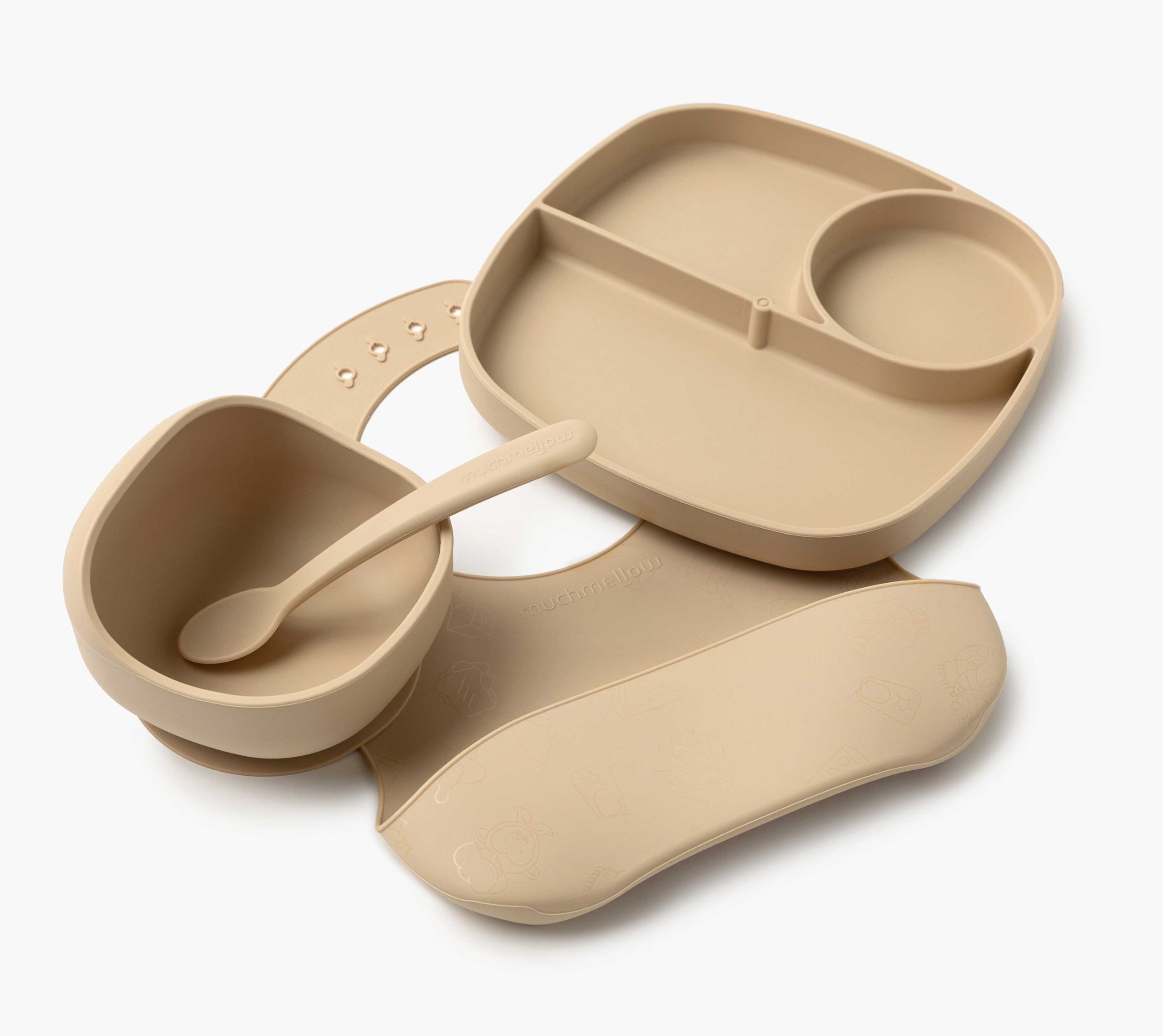 Muchmellow Pappa Set Pappa 4pz Ciotola Piatto Ventosa Silicone