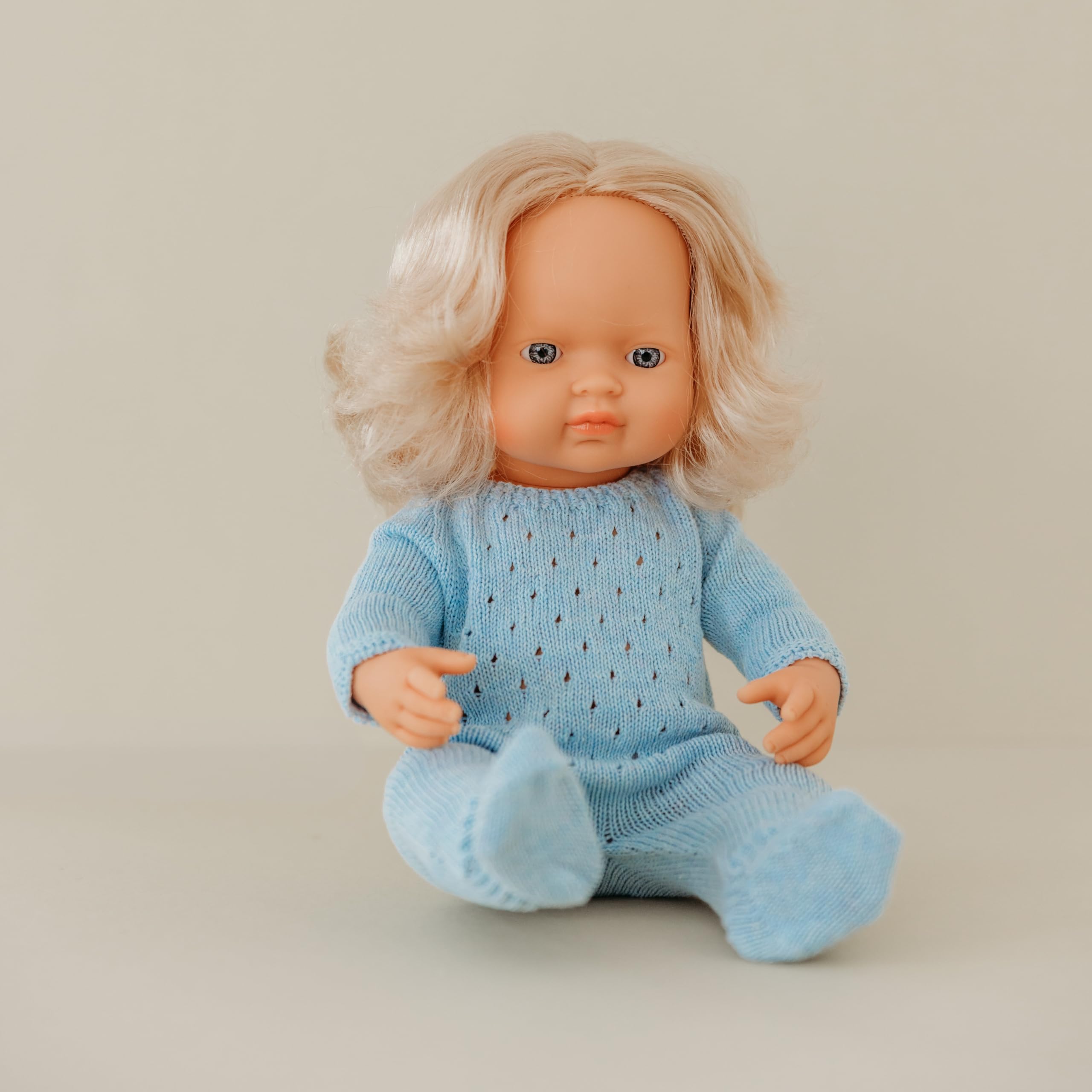 Miniland Bambole pigiama blu maglia bambola 38cm tessuto riciclato