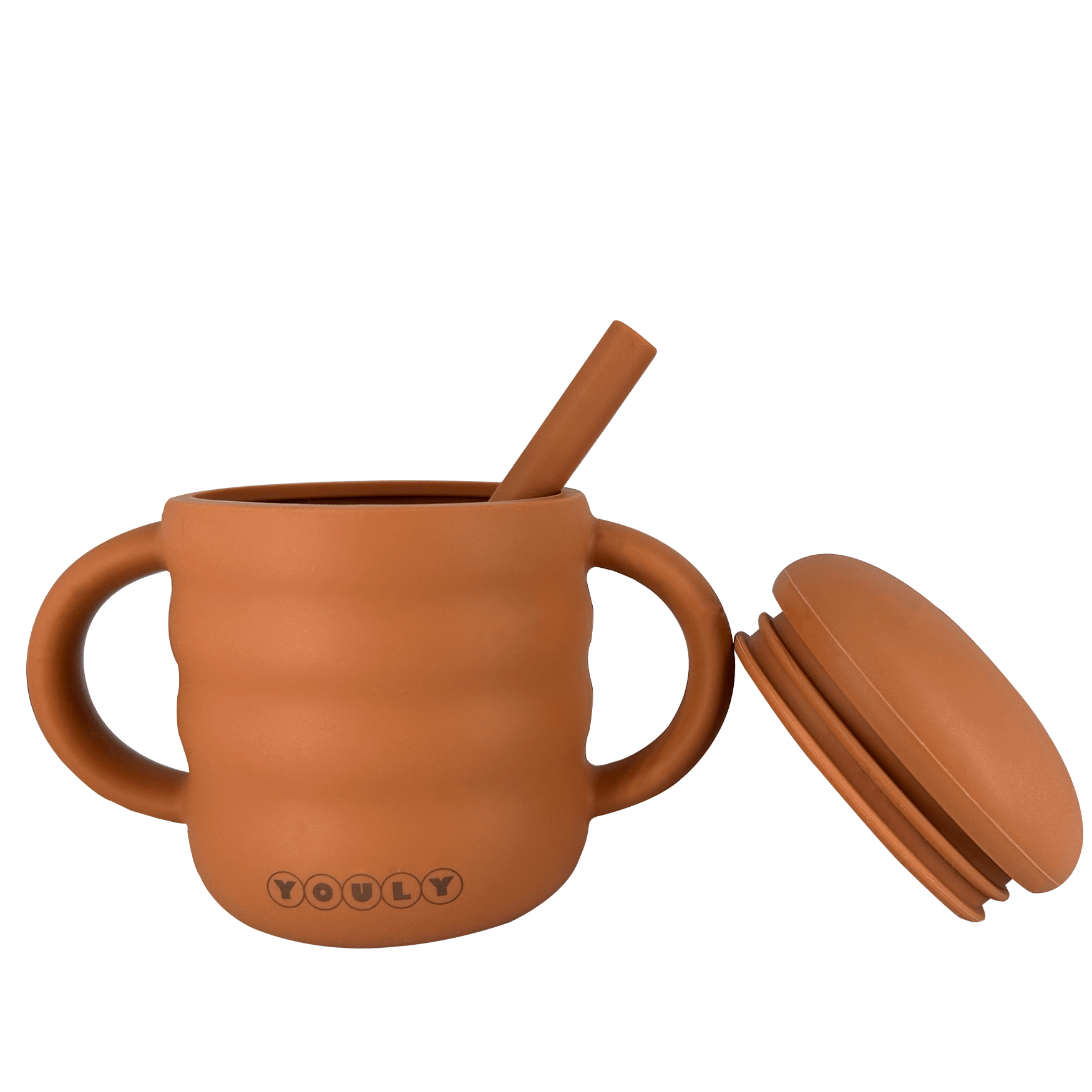 Youly Bubble tazza con cannuccia pesca arancione silicone