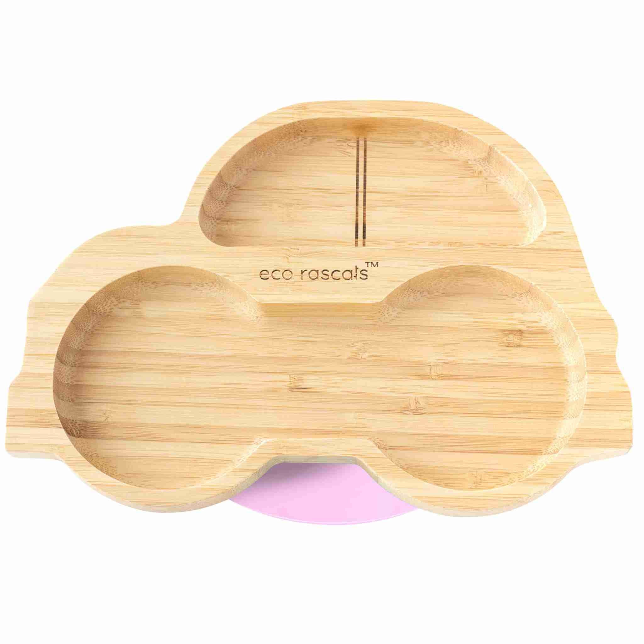 Eco Rascals Bamboo Plates Car piatto ventosa scomparti verde