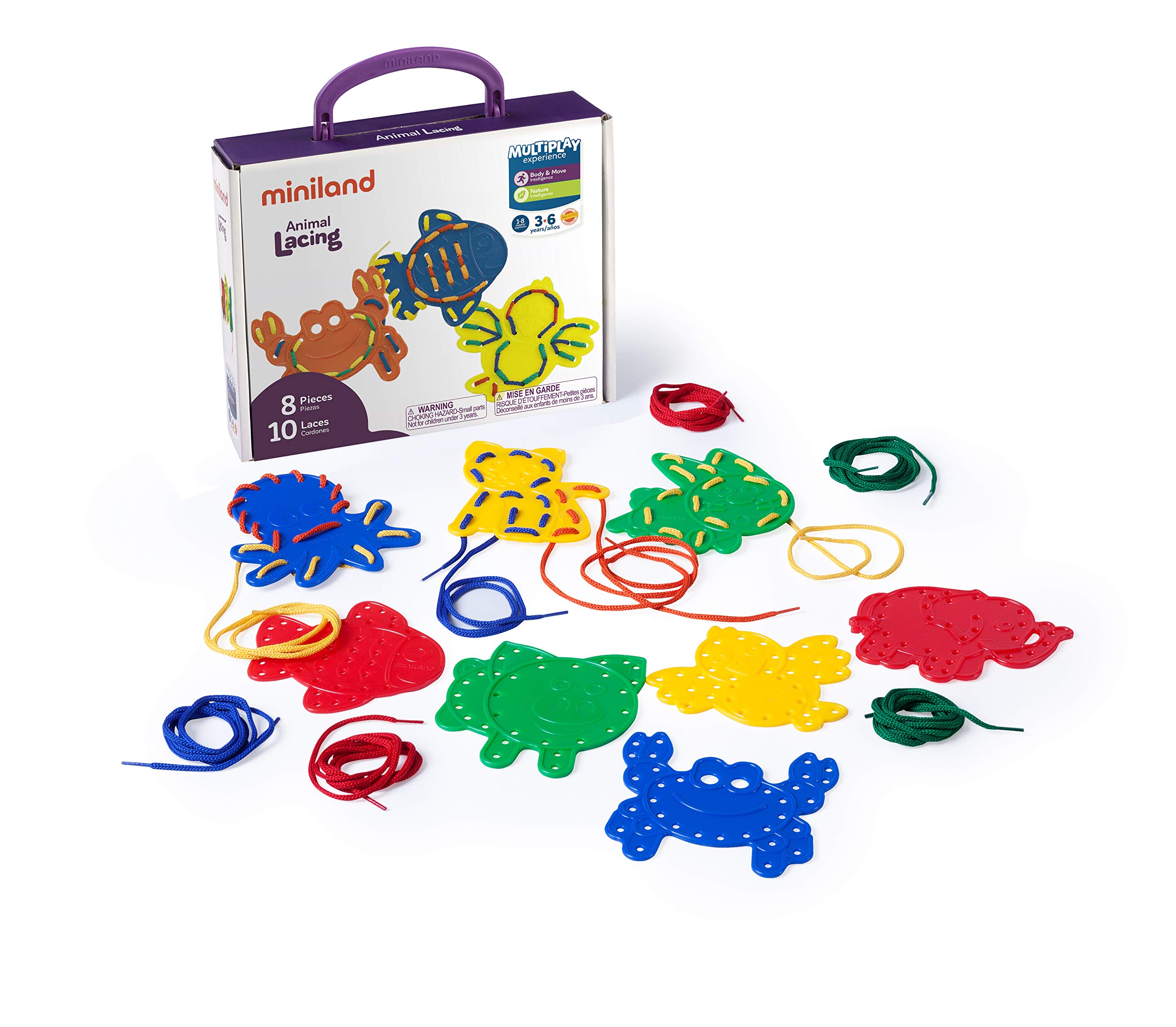 Miniland Set Lacci Animali 45304 Gioco Cucire 10 Lacci