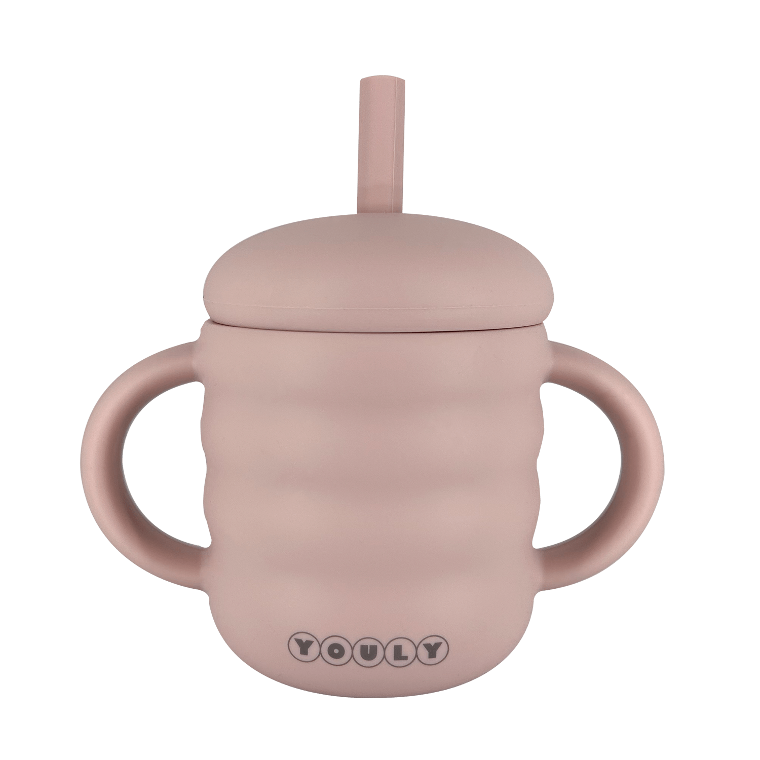 Youly Bubble tazza con cannuccia rosa cipria con manici