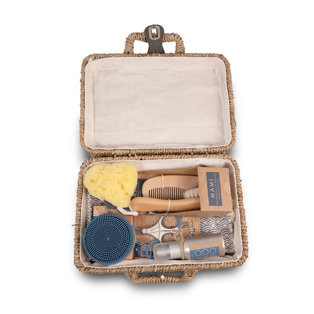 Mizu Baby Noshi Set Regalo Nascita Blu Valigetta Seagrass