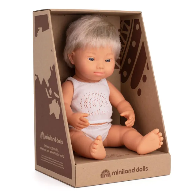 Miniland Dolls 31263 Bambola 38 cm Sindrome Down Biondo