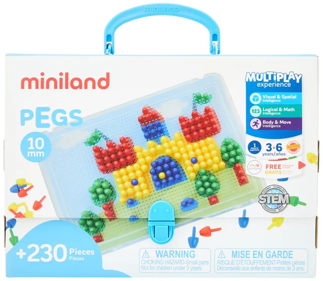 Miniland mosaico chiodini colorati 6 tavole 230 pz