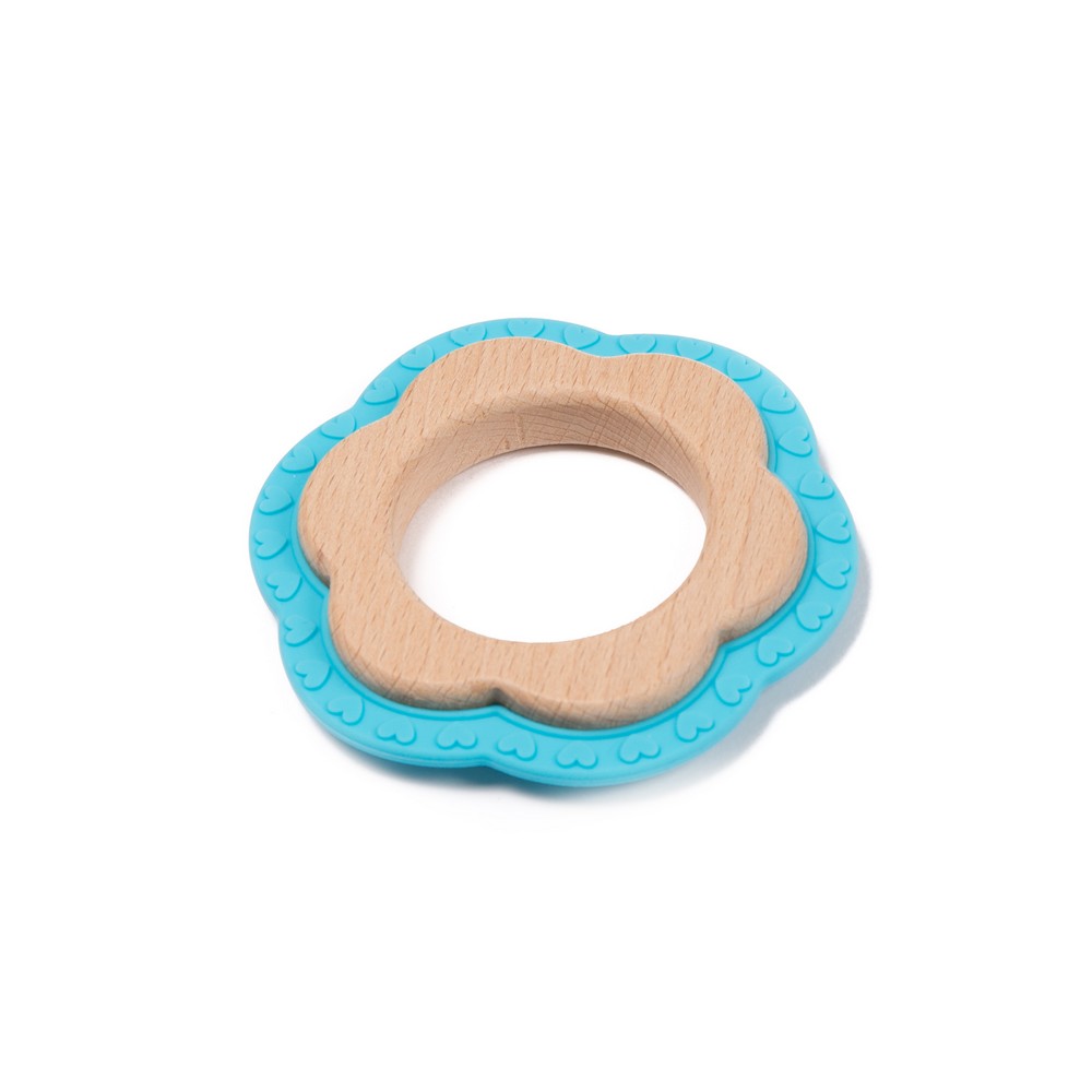 BoJungle B-Wood massaggiagengive fiore blu legno faggio