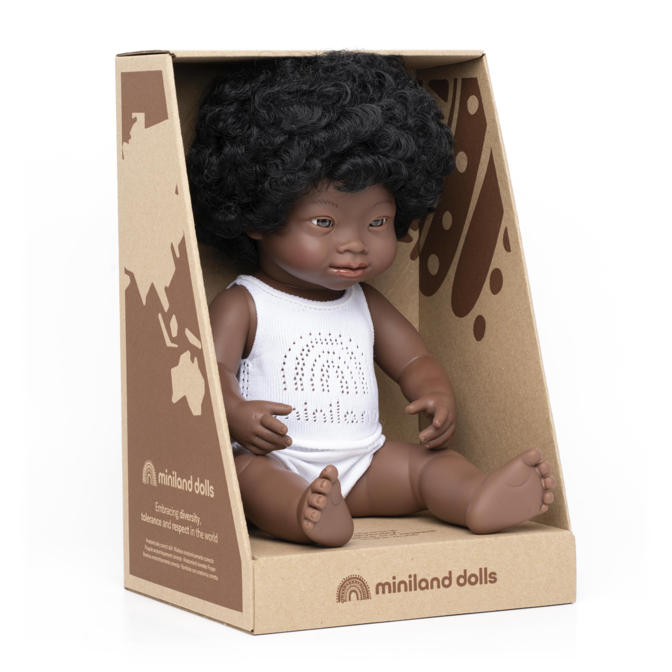 Miniland 31171 Bambola Africana Down 38 cm Vinile