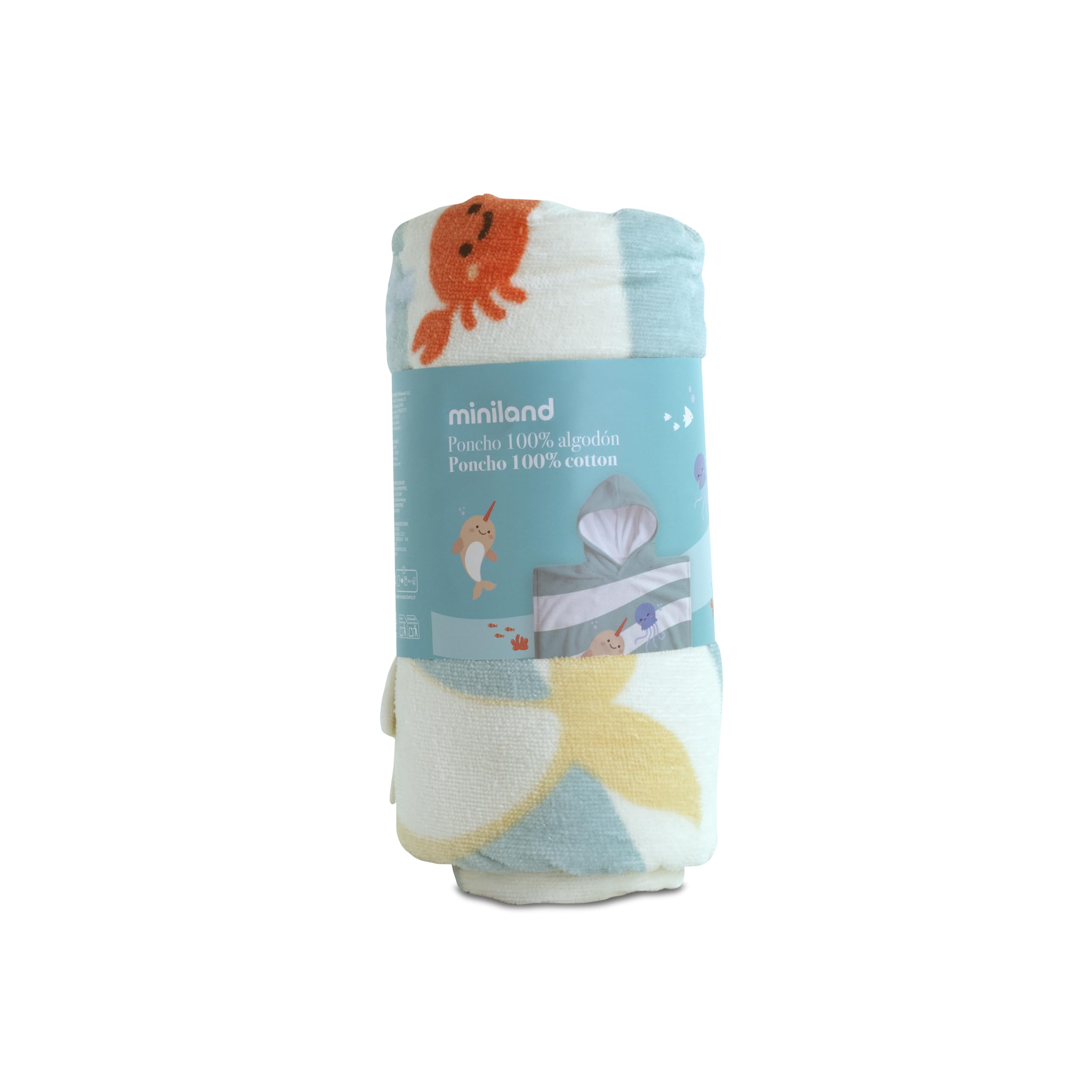 Miniland Bagno poncho cotone cappuccio mare bambini assorbente