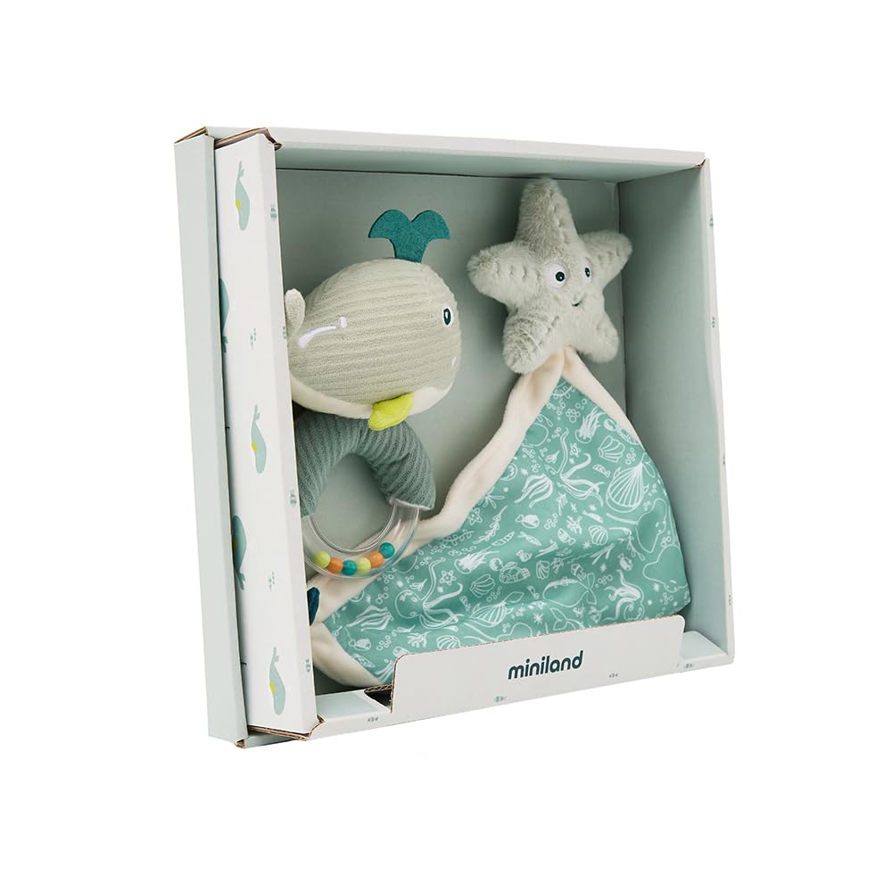 Miniland Set Neonato Oceano sonaglio + peluche regalo